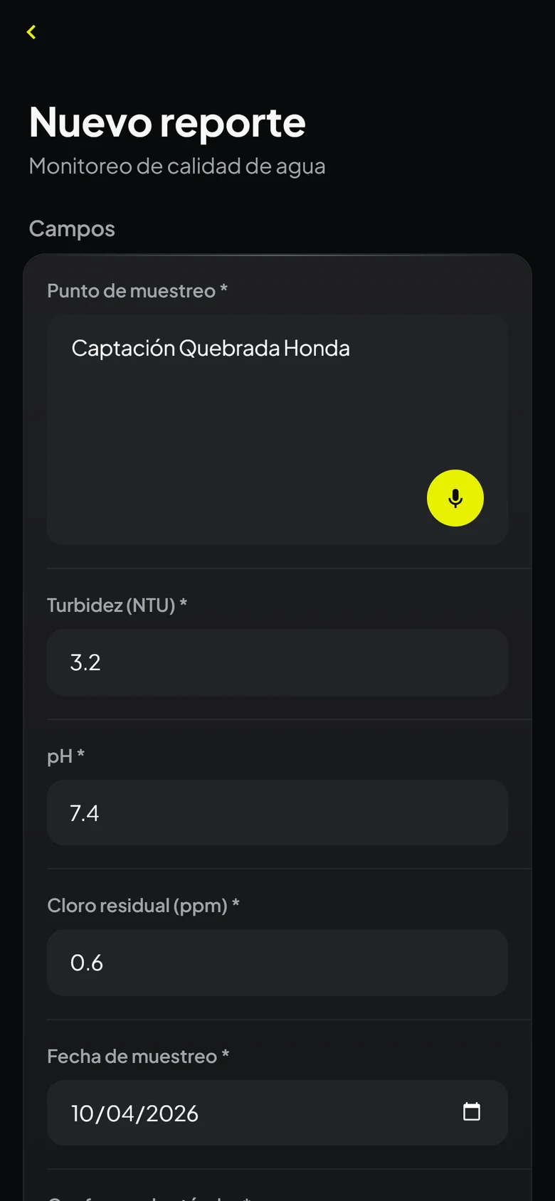Seren mobile: water monitoring report